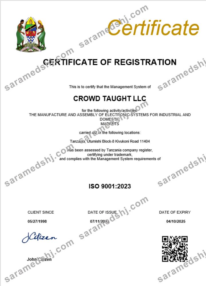Tanzania business registration certificate Word and PDF template